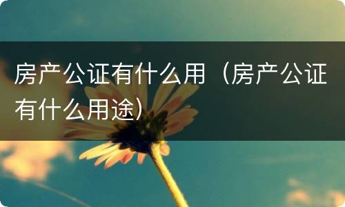 房产公证有什么用（房产公证有什么用途）