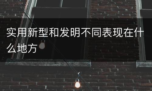 实用新型和发明不同表现在什么地方