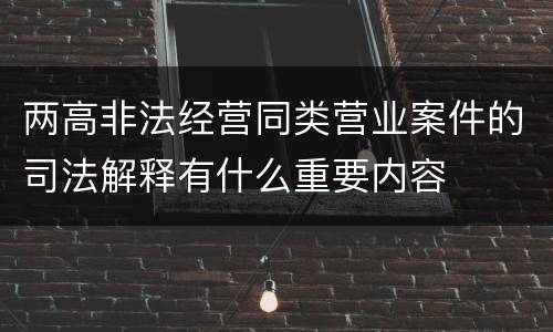 两高非法经营同类营业案件的司法解释有什么重要内容