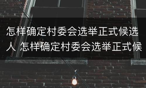 怎样确定村委会选举正式候选人 怎样确定村委会选举正式候选人呢