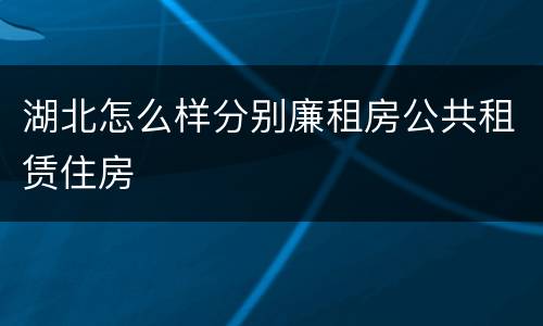 湖北怎么样分别廉租房公共租赁住房
