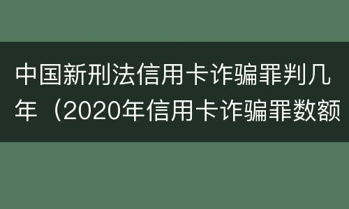 中国新刑法信用卡诈骗罪判几年（2020年信用卡诈骗罪数额标准）