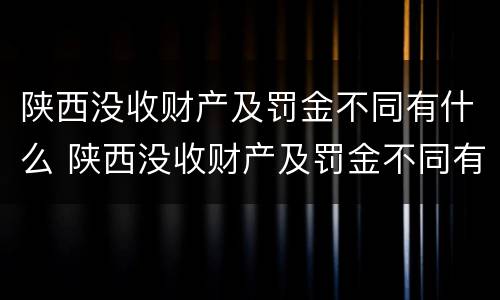 陕西没收财产及罚金不同有什么 陕西没收财产及罚金不同有什么后果