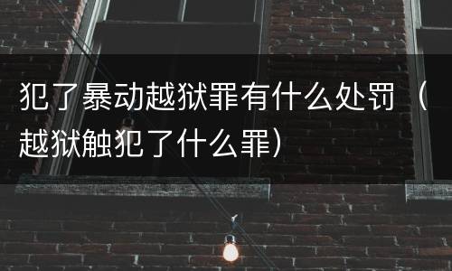 犯了暴动越狱罪有什么处罚（越狱触犯了什么罪）