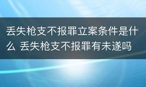 丢失枪支不报罪立案条件是什么 丢失枪支不报罪有未遂吗