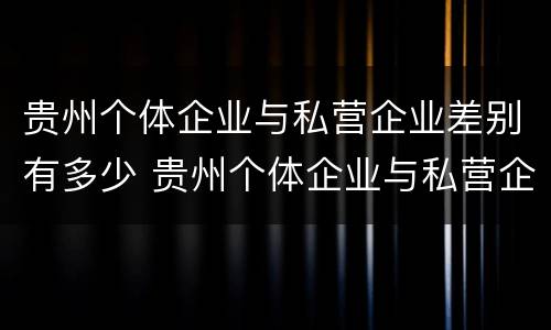 贵州个体企业与私营企业差别有多少 贵州个体企业与私营企业差别有多少家
