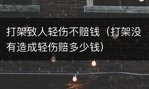 打架致人轻伤不赔钱（打架没有造成轻伤赔多少钱）