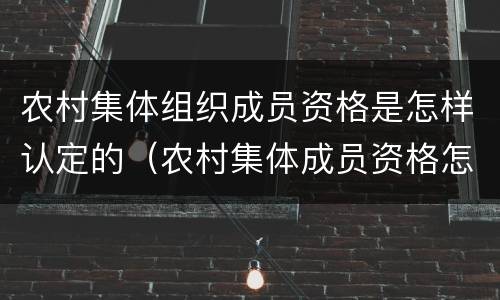 农村集体组织成员资格是怎样认定的（农村集体成员资格怎样认定?）