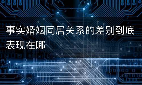 事实婚姻同居关系的差别到底表现在哪