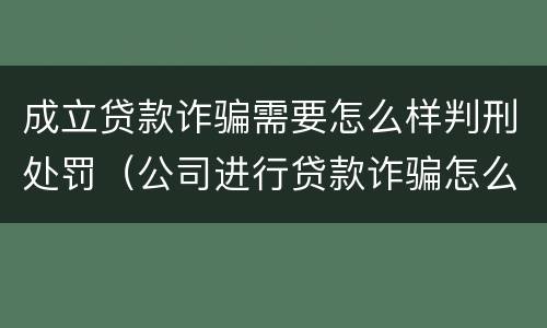 成立贷款诈骗需要怎么样判刑处罚（公司进行贷款诈骗怎么定罪）