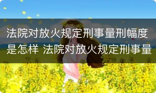 法院对放火规定刑事量刑幅度是怎样 法院对放火规定刑事量刑幅度是怎样计算的