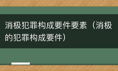 消极犯罪构成要件要素（消极的犯罪构成要件）