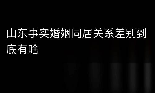 山东事实婚姻同居关系差别到底有啥