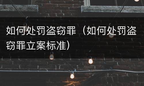 如何处罚盗窃罪（如何处罚盗窃罪立案标准）