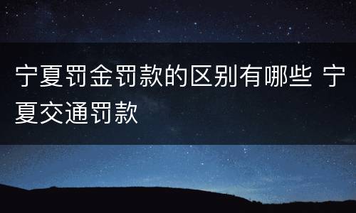 宁夏罚金罚款的区别有哪些 宁夏交通罚款