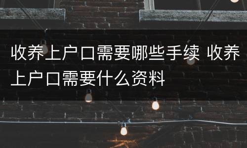 收养上户口需要哪些手续 收养上户口需要什么资料