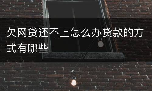 欠网贷还不上怎么办贷款的方式有哪些
