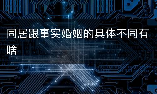 同居跟事实婚姻的具体不同有啥