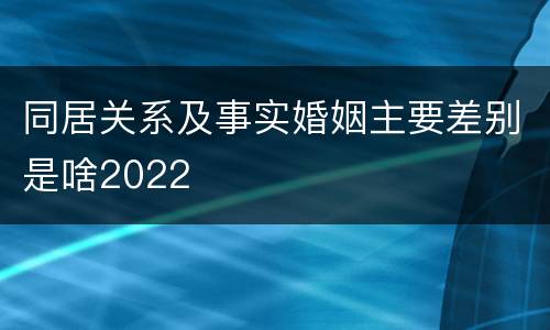 同居关系及事实婚姻主要差别是啥2022