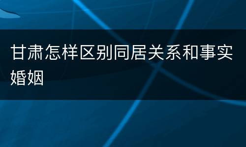 甘肃怎样区别同居关系和事实婚姻