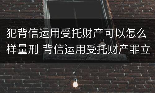 犯背信运用受托财产可以怎么样量刑 背信运用受托财产罪立案追诉标准