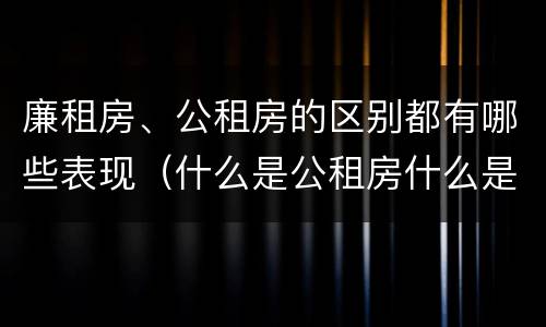 廉租房、公租房的区别都有哪些表现（什么是公租房什么是廉租房）