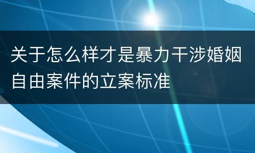 关于怎么样才是暴力干涉婚姻自由案件的立案标准