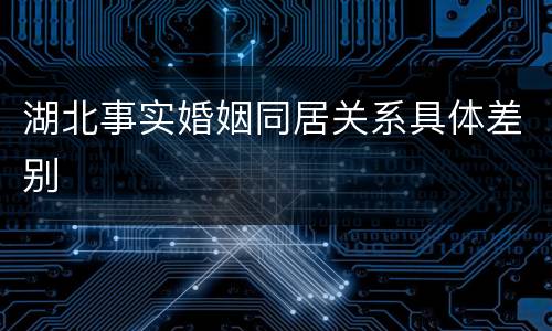 湖北事实婚姻同居关系具体差别