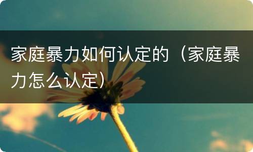 家庭暴力如何认定的（家庭暴力怎么认定）