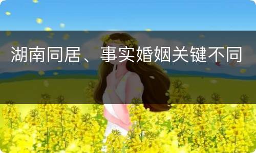 湖南同居、事实婚姻关键不同