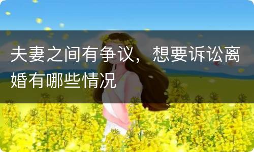 夫妻之间有争议，想要诉讼离婚有哪些情况