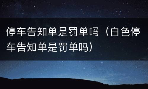 停车告知单是罚单吗（白色停车告知单是罚单吗）