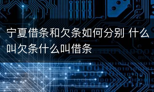 宁夏借条和欠条如何分别 什么叫欠条什么叫借条