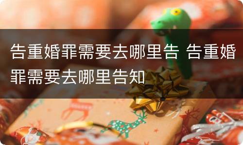 告重婚罪需要去哪里告 告重婚罪需要去哪里告知
