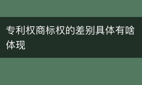 专利权商标权的差别具体有啥体现