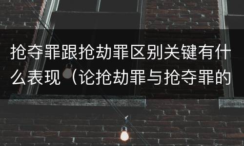 抢夺罪跟抢劫罪区别关键有什么表现（论抢劫罪与抢夺罪的界限）