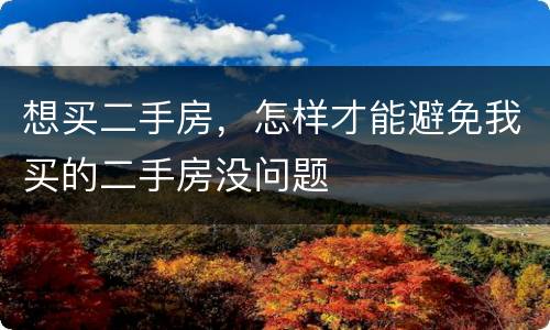 想买二手房，怎样才能避免我买的二手房没问题
