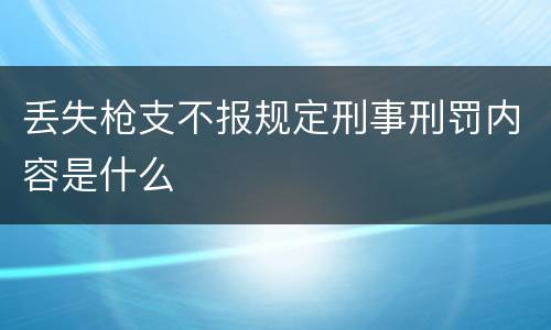 丢失枪支不报规定刑事刑罚内容是什么