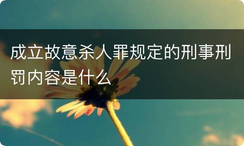 成立故意杀人罪规定的刑事刑罚内容是什么