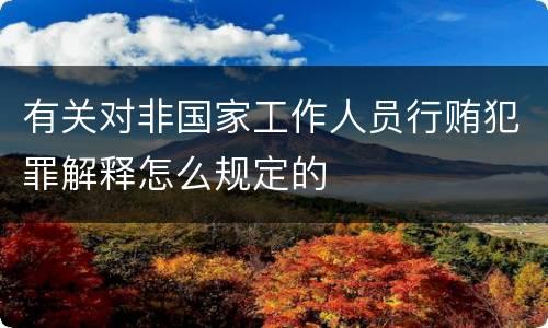 有关对非国家工作人员行贿犯罪解释怎么规定的
