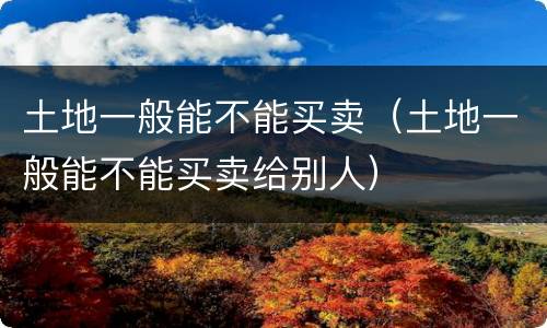 土地一般能不能买卖（土地一般能不能买卖给别人）