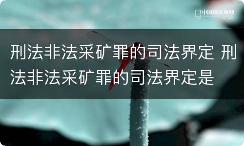 刑法非法采矿罪的司法界定 刑法非法采矿罪的司法界定是