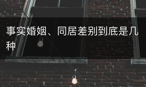 事实婚姻、同居差别到底是几种