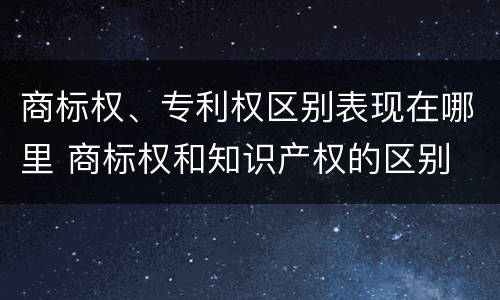商标权、专利权区别表现在哪里 商标权和知识产权的区别