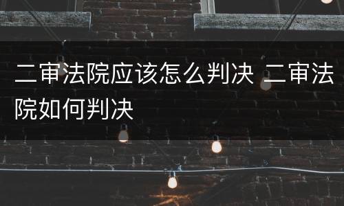 二审法院应该怎么判决 二审法院如何判决