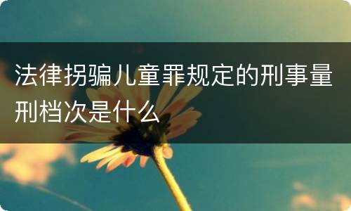 法律拐骗儿童罪规定的刑事量刑档次是什么