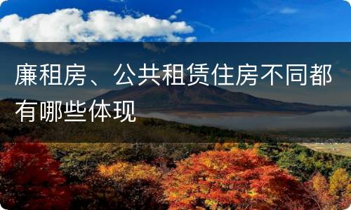 廉租房、公共租赁住房不同都有哪些体现