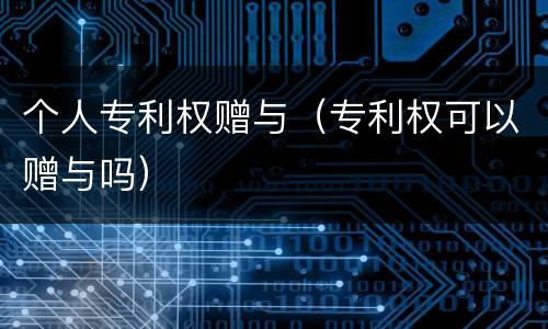 个人专利权赠与（专利权可以赠与吗）
