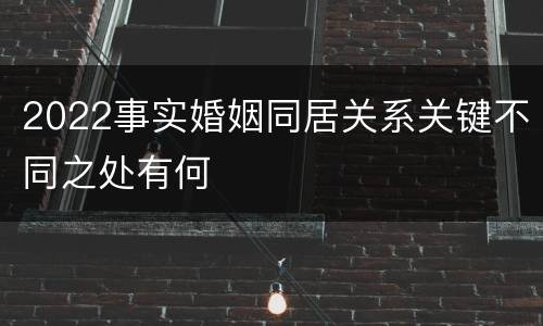 2022事实婚姻同居关系关键不同之处有何