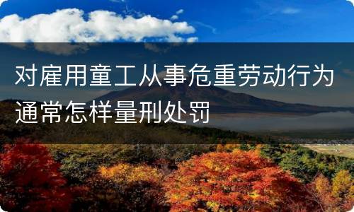 对雇用童工从事危重劳动行为通常怎样量刑处罚